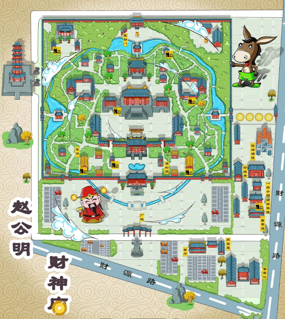 迎江寺庙类手绘地图
